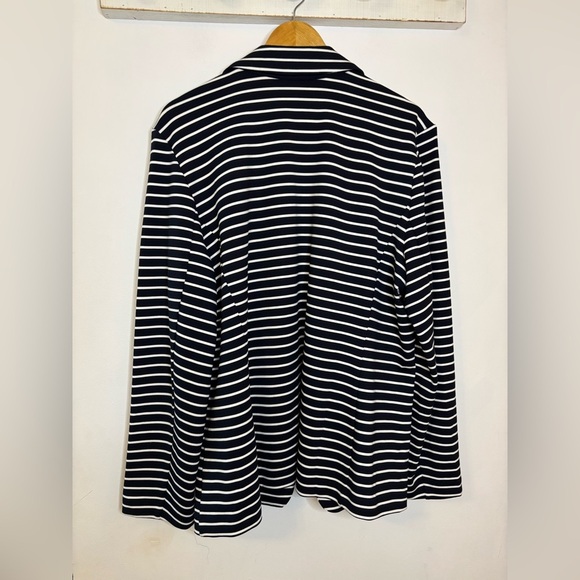 J. Jill Wearever Collection Navy Striped Blazer - Picture 8 of 10
